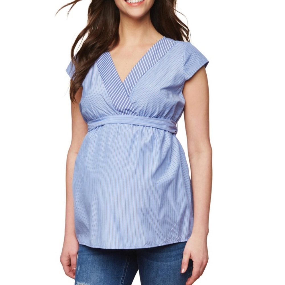 Motherhood Maternity Surplice Wrap Tie Waist Top